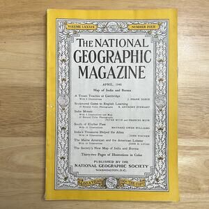 Vintage National Geographic April 1946 Cambridge India Mosaics Khyber Pass Maine